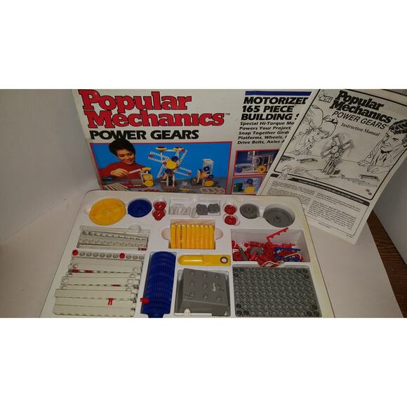 1994 Popular Mechanics Power Gears Motorized Building Set Vintage - Picture 1 of 7